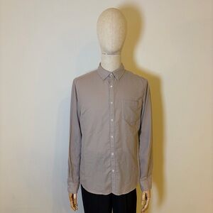 BLDWN Men's Modern Classic Cotton Shirt - Flint Grey / Beige - Size M